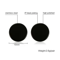 Round Black & Silver Stud EarringsEarrings