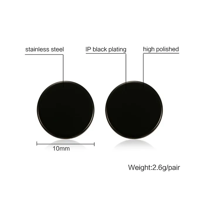 Round Black & Silver Stud EarringsEarrings