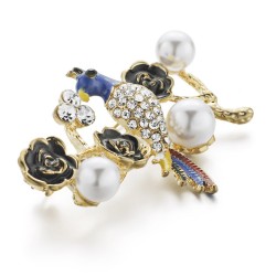 Parrot - flower & pearl crystal broochBrooches
