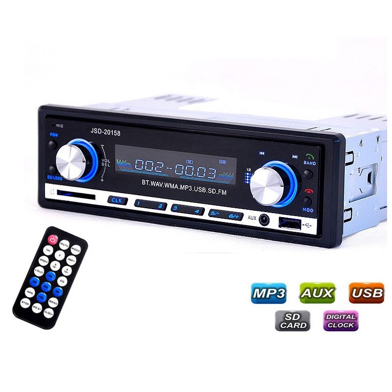 Bluetooth car radio - stereo audio - MP3 player - USB - 4 * 60WDin 1