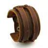 Leather cuff double wide rope bracelet unisexBracelets