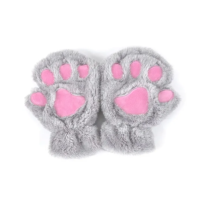 Bear paw mittens - plush fingerless glovesGloves