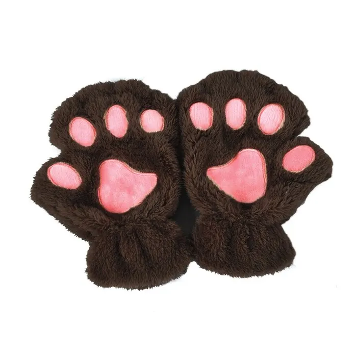 Bear paw mittens - plush fingerless glovesGloves