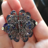 Crystal flower & butterfly - vintage hair clip