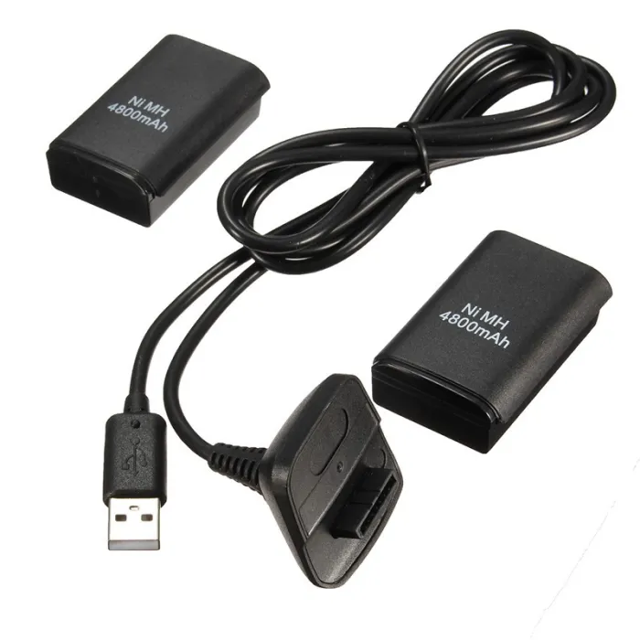 Xbox 360 wired controller 4800mAh battery pack & charging cableControllers