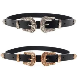 Double & single metal buckle leather beltBelts