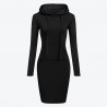 Fleece hooded dress with pockets - long sweaterDresses