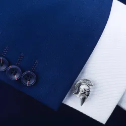 Retro war helmet metal cufflinksCufflinks