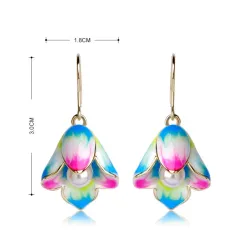 Porcelain flowers & pearl - long drop earringsEarrings