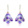 Porcelain flowers & pearl - long drop earringsEarrings
