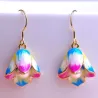 Porcelain flowers & pearl - long drop earringsEarrings
