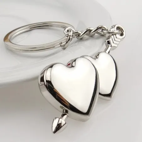 Double heart & arrow - keychainKeyrings