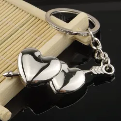 Double heart & arrow - keychainKeyrings