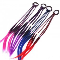 Elastic hair band with braided artificial hair
