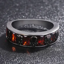 Crystal red retro gothic skull ringRings