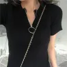 Casual short sleeve top with zipper - t-shirtWomen's fashion