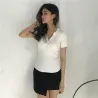 Casual short sleeve top with zipper - t-shirtWomen's fashion