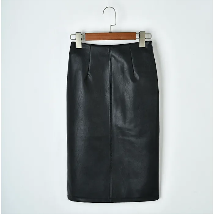 Elegant leather midi skirtDresses