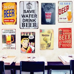 SAVE WATER DRINK BEER vintage metal poster - wall sticker