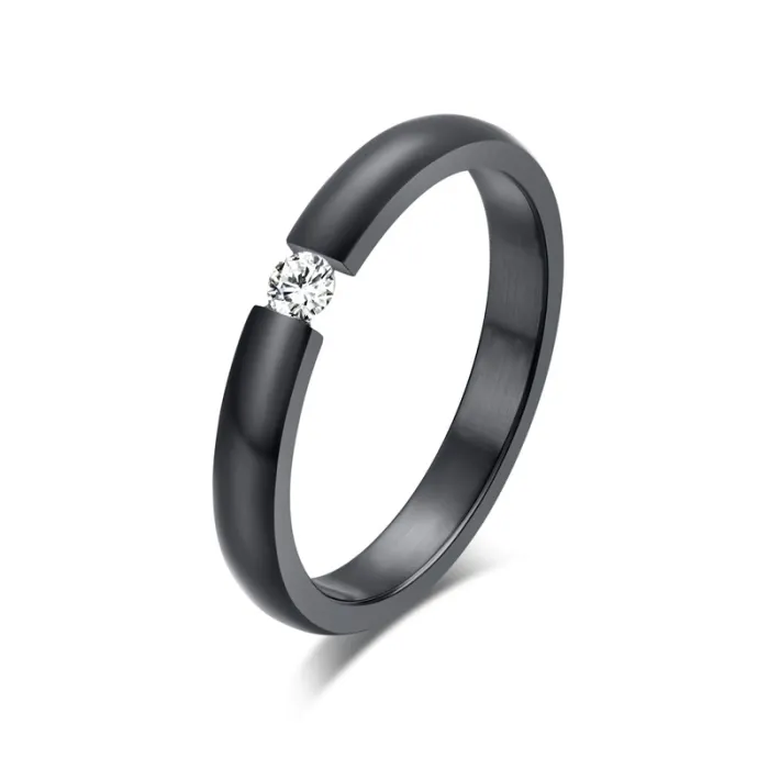 Elegant ring with crystal - stainless steelRings