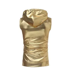 Shiny metallic hoodie - sleeveless vestHoodies & Sweatshirt