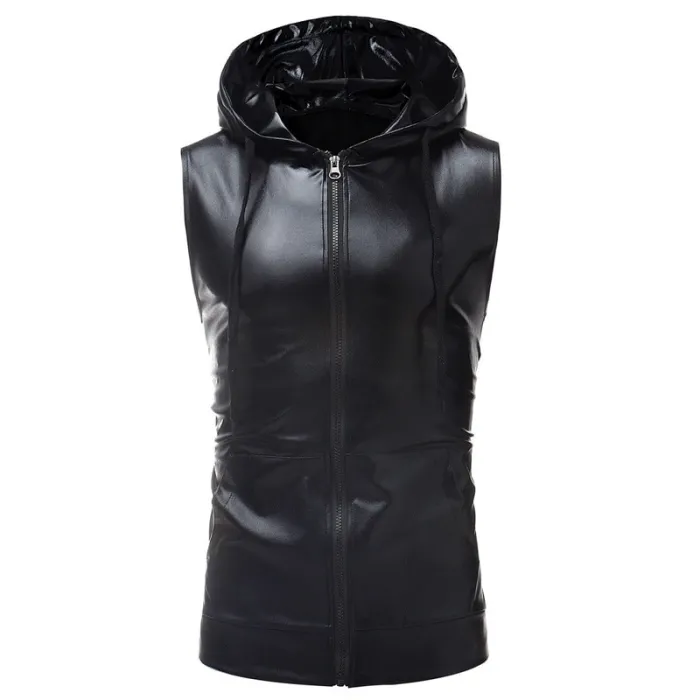 Shiny metallic hoodie - sleeveless vestHoodies & Sweatshirt