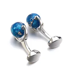 Fashion cufflinks with blue rotatable globeCufflinks