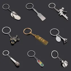 Flip flops - microphone - traffic lights - metal keychainKeyrings