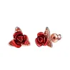 Gold stud earrings with red roseEarrings