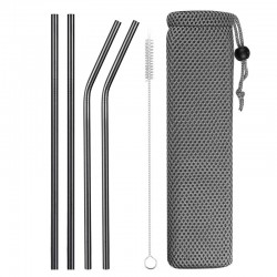 Reusable - stainless steel drinking straws - set with bag