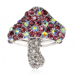 Mushroom with colorful crystals - broochBrooches