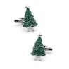 Cufflinks with a green Christmas treeCufflinks