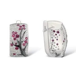 Rose flowers - luxury earrings with cubic zirconiaEarrings