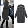 Casual oversized jacket - long hooded sweatshirt with zipper - plus sizeJackets