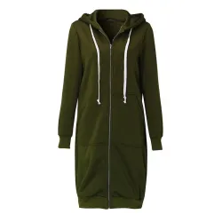 Casual oversized jacket - long hooded sweatshirt with zipper - plus sizeJackets