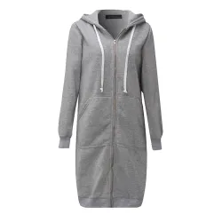 Casual oversized jacket - long hooded sweatshirt with zipper - plus sizeJackets
