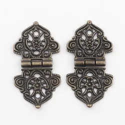 Vintage hollow flowers - alloy furniture hinges - 2 piecesFurniture